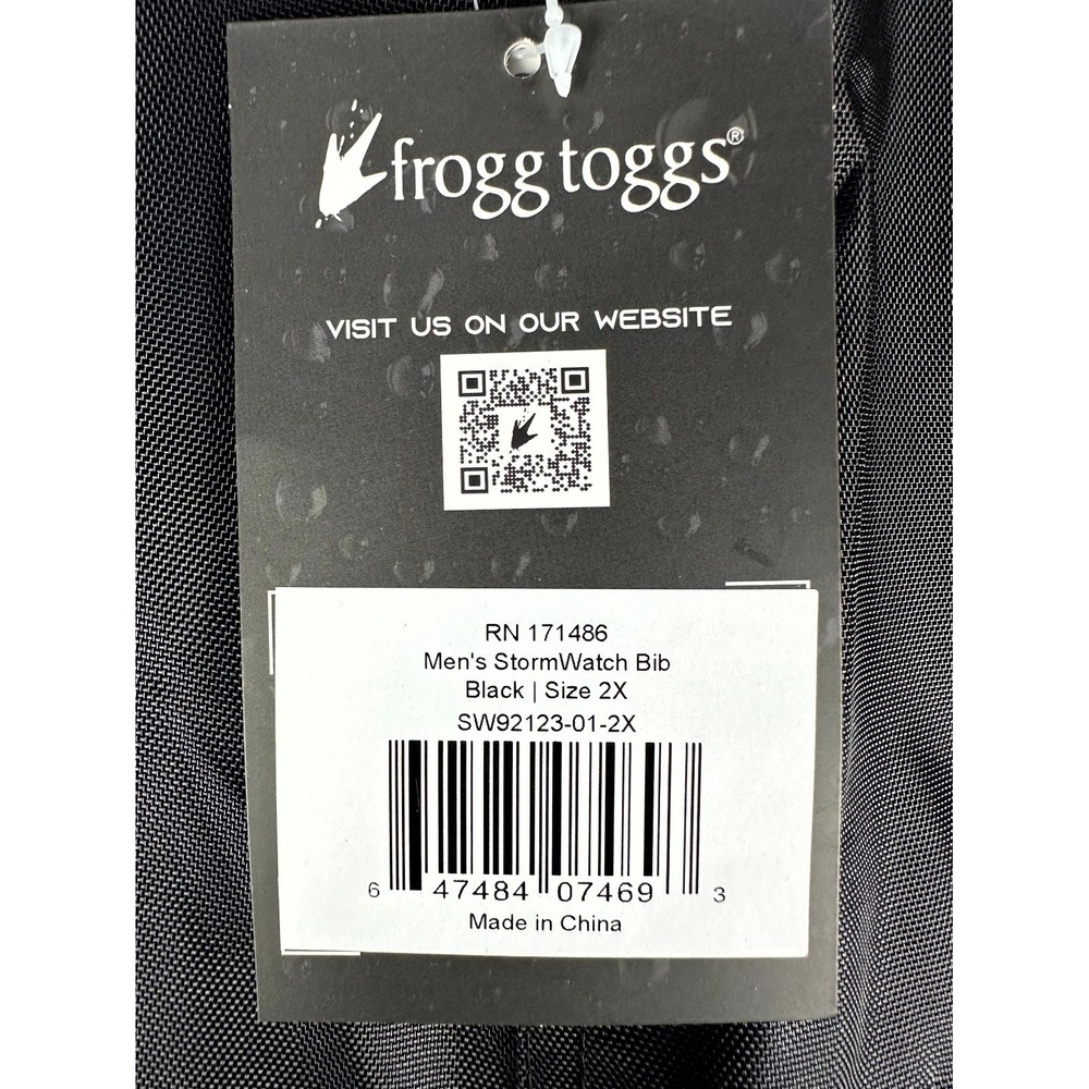 Frogg Toggs Bibbs Overalls Mens 2XL Black StormWatch Waterproof Breathable New - Picture 11 of 13